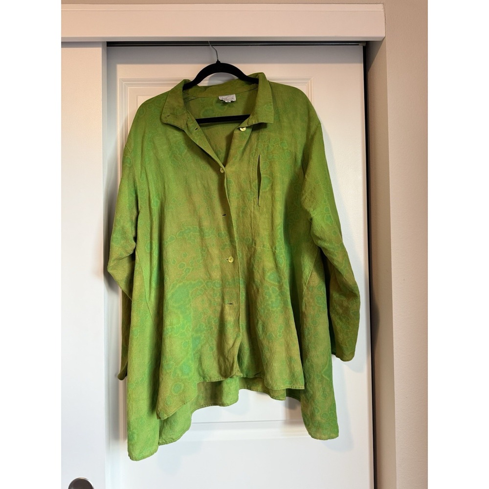 kay chapman Green Button Shirt Size 2 Loganlook Art To‎ Wear Oversized